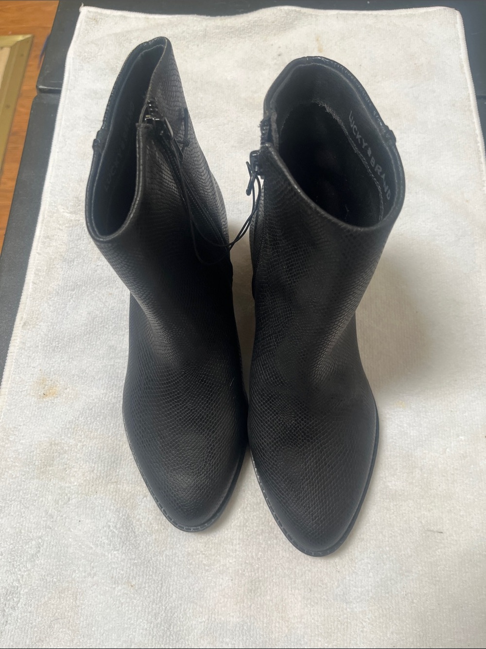 Lucky Brand Black Textured Pointed Ankle Booties